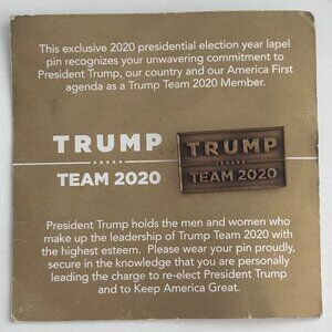 Trump Team 2020 Presidential Election Lapel Pin Supporter Memorabilia